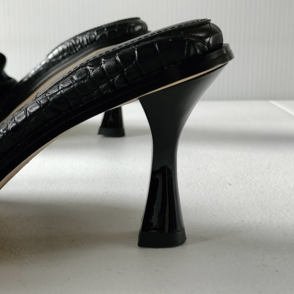 Circus By Sam Edelman Slade Black Slide Sandals Heels 7.5 Wedding Vacation - Picture 6 of 12